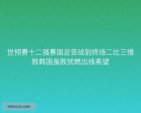 世预赛十二强赛国足苦战到终场二比三惜败韩国虽败犹燃出线希望